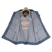 HARLEY DAVIDSON ハーレーダビッドソン BAR & SHIELD LOGO DENIM VEST デニムベスト ワッペン 刺繡 ライトブルー Size XL 福生店