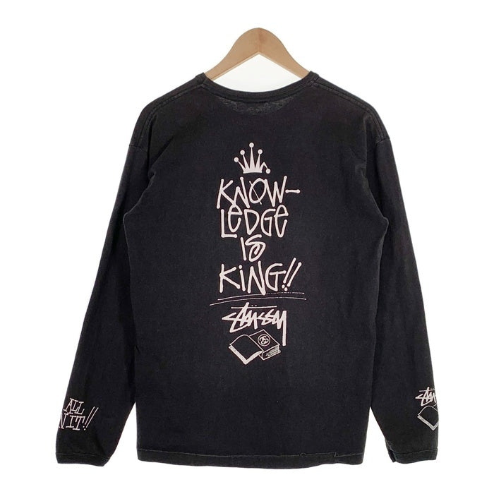 STUSSY ステューシー KNOWLEDGE IS KING プリント ロングスリーブTシャツ ブラック Size M 福生店