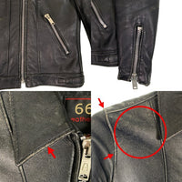 666 トリプルシックス レザー シングルライダースジャケット ブラック 襟付 Size 32 福生店