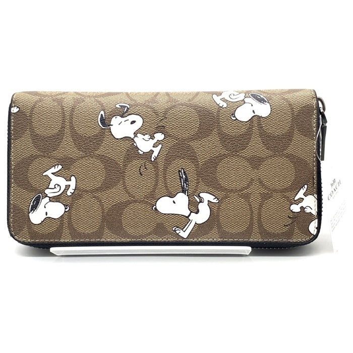 未使用】COACH コーチ ラウンド長財布 スヌーピー レザー F53773