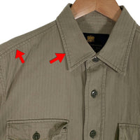 NEIGHBORHOOD ネイバーフッド 17SS SAFARI C-SHIRT-SS ヘリンボーン サファリシャツ オリーブ 171SPNH-SHM04 Size L 福生店