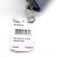 COACH コーチ CJ884 PVCレザー ラウンドファスナーウォレット 長財布 ライトブルー 福生店