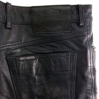 HARLEY DAVIDSON ハーレーダビッドソン 5ポケット レザーパンツ 裾切りっぱなし ブラック size32 瑞穂店