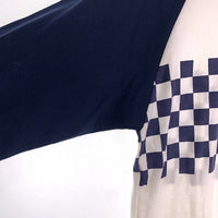 CORE FIGHTER コアファイター ラグランスリーブ 七分袖カットソー チェッカーフラッグ ホワイト ネイビー Size M 福生店