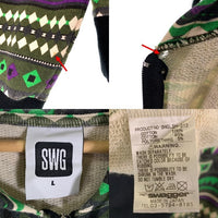 SWAGGER スワッガー 総柄 ジップアップ フーディー パーカー グリーン Size L 福生店