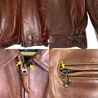 AERO LEATHER エアロレザー ハーフベルト ホースハイド レザージャケット ブラウン アルパカウールライナー Size 42 福生店