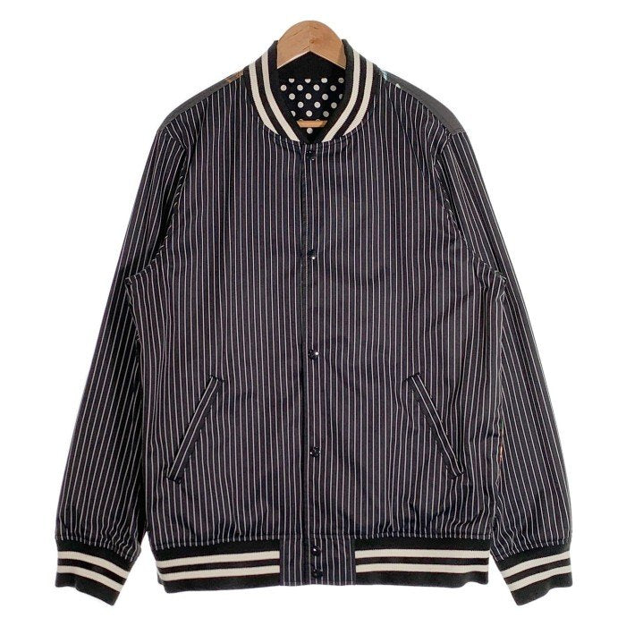 SUPREME シュプリーム 14SS COMME des GARCONS SHIRT コムデギャルソンシャツ Reversible Varsity  Baseball Jacket リバーシブル バーシティ ベースボールジャケット ブラック ドット Size XL 福生店