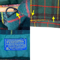 70's PENDLETON ペンドルトン オープンカラー ウール タータンチェック ボードシャツ グリーン Size XL 福生店