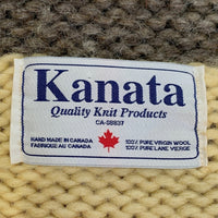 Kanata カナタ ホッケー柄 ジップアップ カウチンセーター レッド グレー アイボリー Size S-M 相当 福生店