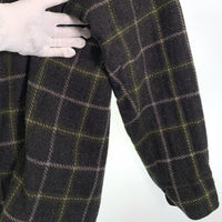 90's STUSSY ステューシー ウールチェックシャツ 長袖 グレー グリーン 紺タグ 厚手 Size M 福生店