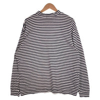 80's STUSSY ステューシー モックネック ボーダーポケットロングスリーブTシャツ ブラック ホワイト USA製 黒タグ Size L 福生店