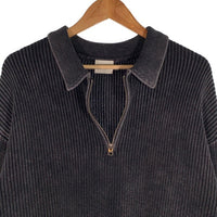 bound ハーフジップ コットンニット ポロ ロングスリーブ ウォッシュドブラック Size M 福生店