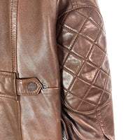 Salvatore Ferragamo サルヴァトーレフェラガモ リアルレザー ショルダーパッチ エルボーパッチ レザーコート ブラウン size48 瑞穂店