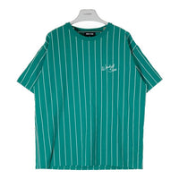 WINDANDSEA ウィンダンシー 筆記体ロゴ ストライプ Tシャツ グリーン sizeL 瑞穂店
