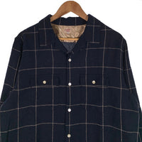NITEKLUB ナイトクラブ ウール オープンカラーチェックシャツ ネイビー NK07-S001 Size 44 福生店