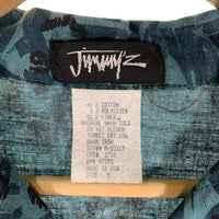 80-90's JIMMY'Z ジミーズ コットン リネン 総柄プリント ハワイアンシャツ アロハ ブルー USA製 Size M 福生店