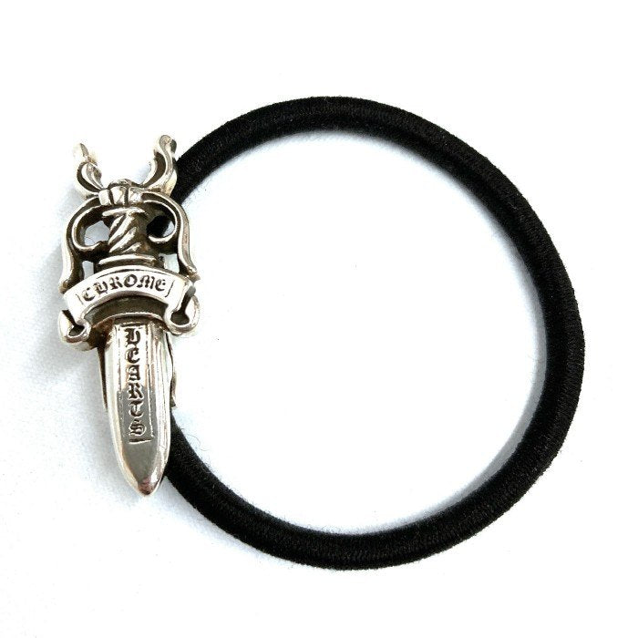 Chrome Hearts クロムハーツ HAIRBAND ダガーボタンヘアゴム シルバーコンチョ シルバー×ブラック瑞穂店アクセサリー 25252円