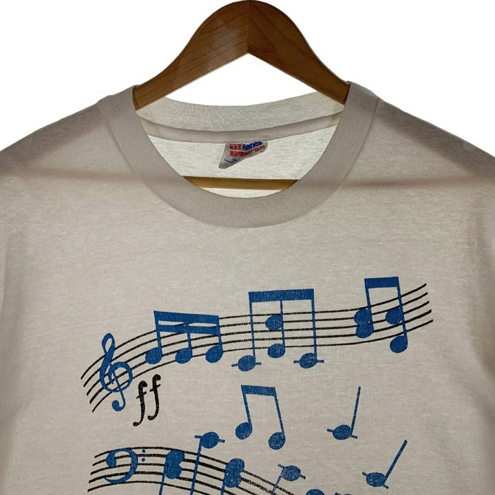 90's Hanes ヘインズ 音符プリント Tシャツ ホワイト オールド