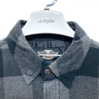 HARLEY DAVIDSON ハーレーダビッドソン 裏地キルティング チェックシャツ ブラック×グレー sizeM 瑞穂店