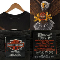 90's HARLEY-DAVIDSON ハーレーダビッドソン イーグル オーバープリント Tシャツ ブラック USA製 Size L 福生店