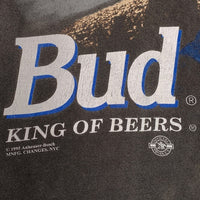 90's Budweiser バドワイザー KING OF BEERS 両面プリント Tシャツ フェードブラック Changes USA製 Size L 福生店