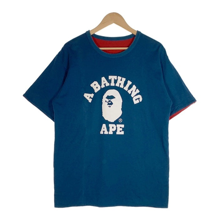 A BATHING APE アベイシングエイプ リバーシブル プリントTシャツ ネイビー レッド 001CSA301008X Size 2XL 福生店