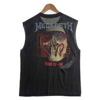 80's MEGADETH メガデス TOUR 87-88 プリント ノースリーブトップ ブラック 袖カットオフ Size M 相当 福生店