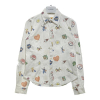 HYSTERIC GLAMOUR ヒステリックグラマー FANCY EMBLEM 総柄プリントシャツ ホワイト 01223AH04 Size S 瑞穂店