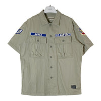 AVIREX アヴィレックス 6165099 ヘリンボーン ワッペン 半袖シャツ カーキ size2XL 瑞穂店