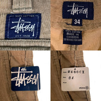 90's STUSSY ステューシー コーデュロイ ショートパンツ ベージュ 紺タグ カンボジア製 デッドストック Size 34 福生店