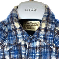 PENDLETON ペンドルトン 80's 白タグ ウール チェック ウエスタンシャツ ブルーxブラウン sizeM 瑞穂店