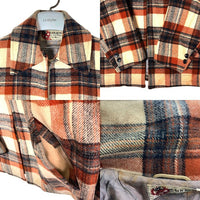BLACK BEAR ブラックベア TALONジップ 70's チェック シャツジャケット オレンジ×アイボリー size-※所々汚れあり 瑞穂店