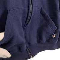 90~00's RUSSELL ATHLETIC ラッセルアスレチック ジップアップ スウェットパーカー ネイビー USA製 Size XL 福生店