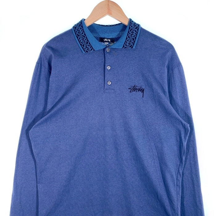 80's STUSSY ステューシー コットン ロングスリーブポロシャツ
