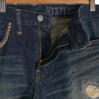 HYSTERIC GLAMOUR ヒステリックグラマー USED/ダメージ加工 スタッズ ストレートデニムパンツ インディゴ 02191AP20 Size 29 福生店