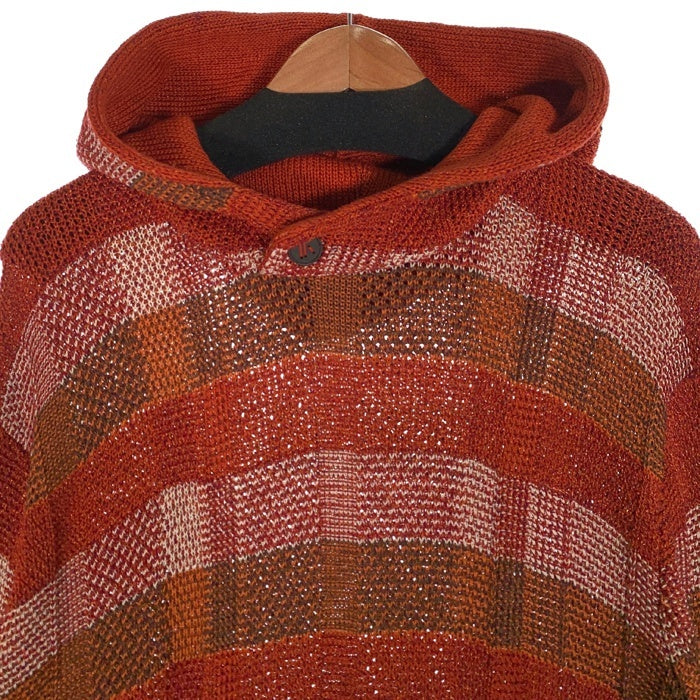 EMPORIO ARMANI エンポリオアルマーニ コットン ポリエステル チェック柄 ニットパーカー オレンジ 3L1MV4 1M04Z Size XL EMPORIO ARMANI エンポリオアルマーニ コットン ポリエステル チェック