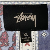 STUSSY ステューシー バンダナ柄 長袖シャツ レッド×ブルー sizeXL 瑞穂店