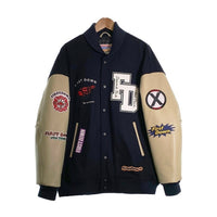 FIRST DOWN ファーストダウン FREAKS STORE フリークスストア 袖レザー ウール スタジアムジャケット スタジャン 中綿 ネイビー 223-1561 Size L 福生店
