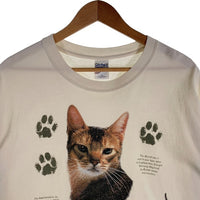 00's~ Abyssian 猫 プリントTシャツ ホワイト ギルダン2枚タグ Size XL 福生店