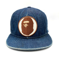 A BATHING APE アベイシングエイプ New Era ニューエラ デニム 猿ワッペン 59FIFTY キャップ 帽子 インディゴ size7 1/2 瑞穂店