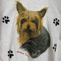 Yorkshire Terrier ヨークシャーテリア プリントTシャツ ホワイト アニマル Size L 福生店