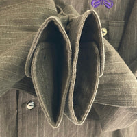 Needles ニードルズ NS230 Pinstripe Work Shirt ピンストライプ 長袖ワークシャツ ブラウン SizeM 瑞穂店