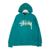 Stussy ステューシー USA製 ストックロゴワッペン プルオーバーパーカー ターコイズ sizeM 瑞穂店