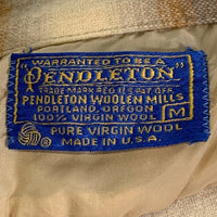 70's PENDLETON ペンドルトン ウール ボードシャツ オープンカラー シャドーチェック オンブレ ブラウン クリーム USA製 Size M 福生店