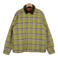 SUPREME シュプリーム 21AW Faux Fur Collar Flannel Shirt フェイクファーカラー フランネルシャツ グリーン 中綿 Size M 福生店
