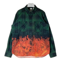 NEIGHBORHOOD ネイバーフッド VLONE ヴィーローン 191BEVLN-SHM01S NHVL.LUMBERS/C-SHIRT LS フレイム スカル チェック プリント 長袖シャツ グリーン sizeL 瑞穂店