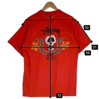 80's STUSSY ステューシー Skull Flouwer スカルフラワー 半袖 Tシャツ レッド USA製 Size XL 福生店