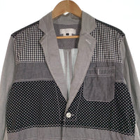 GANRYU ガンリュウ 14SS 3B テーラード シャツジャケット チェック ドット シャンブレー グレー EM-B005 AD2013 Size S 福生店