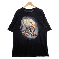90's HARLEY-DAVIDSON ハーレーダビッドソン イーグル エンブレム バイク プリントTシャツ ブラック USA製 Size XL 福生店