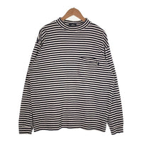 80's STUSSY ステューシー モックネック ボーダーポケットロングスリーブTシャツ ブラック ホワイト USA製 黒タグ Size L 福生店